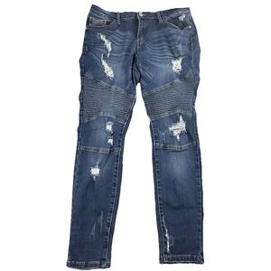 Judy Blue Dark Wash Distressed Moto Skinny Jeans - Style JB8469 - Size 5/27